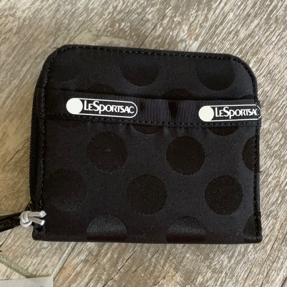 Lesportsac Bags Lesportsac Rare Black Polka Dot Wallet Poshmark